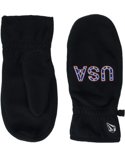 Volcom Mens Usst Fleece Winter Mitt Snowboard Gloves - Black