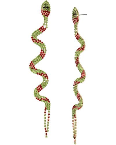 Betsey Johnson S Christmas Snake Linear Earrings - Metallic