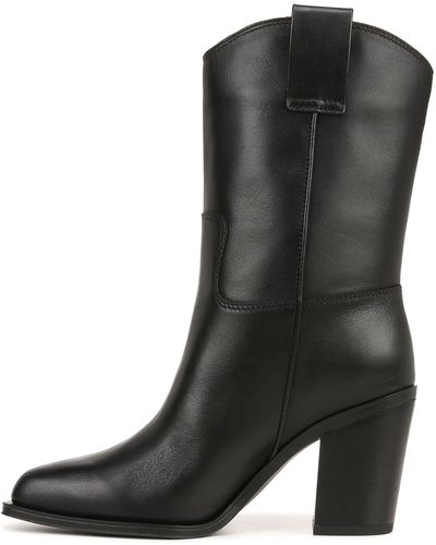 Franco Sarto S Valor Square Toe Mid Calf Heeled Boots Black Leather 7 M