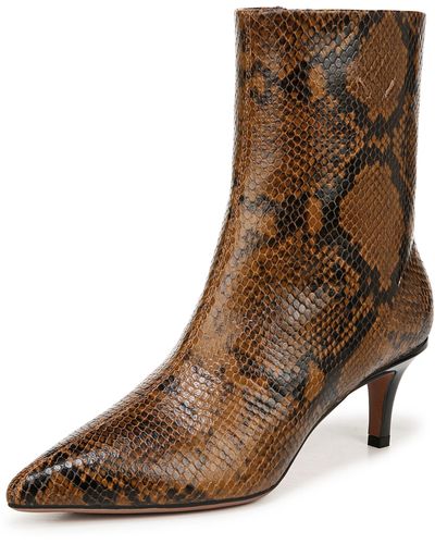 Franco Sarto S Anna Pointed Toe Kitten Heel Boot Woodland Taupe Snake Leather 5 M - Brown