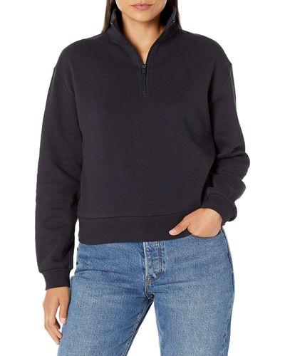 Alternative Apparel Womens Eco-cozy-fleece Mock Neck Pullover Sweater - Black