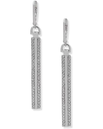 DKNY Glittering Crystal Earrings - Beautiful Jewelry - Silver & - White
