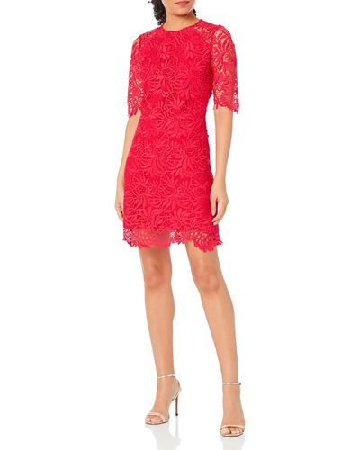 Shoshanna Wisteria Lace Taryn Dress - Red