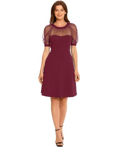 Maggy London Illusion Dress Occasion Event Party Holiday Cocktail Guest Of Wedding - Red