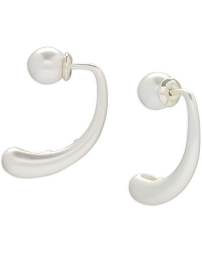 Lucky Brand Tone Modern Imitation Pearl Threader Drop Earrings - White
