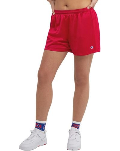 Champion Womens 4" Mesh Athletic Shorts - Red