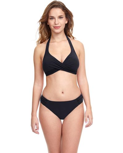 Gottex Standard Twist Front Halter V-neck Bikini Top Swimsuit - Black