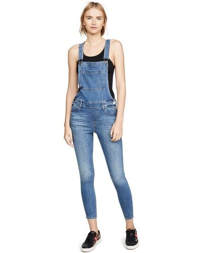 DL1961 Florence Cropped Overalls - Blue