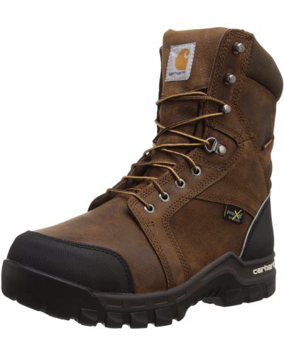 Carhartt 8" Rugged Flex Insulated Waterproof Breathable Safety Toe Leather Work Boot Cmf8389 - Brown