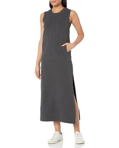 Norma Kamali Sleeveless Tailored Terry Side Slit Gown - Black
