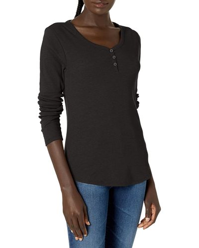 Dickies Plus Size Long-sleeve 3-button Henley Shirt - Black