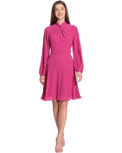 Maggy London Sophisticated Twist Neck Detail Dress Workwear Office Career Occasion Event Guest Of - Pink