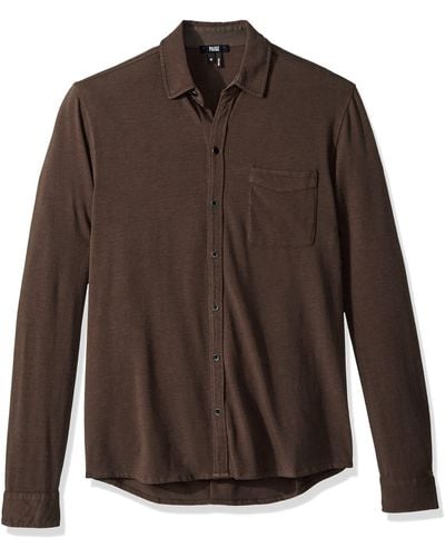 PAIGE Stockton Tech Jersey Button Up - Brown