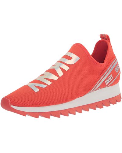 DKNY Comfortable Chic Shoe Abbi Sneaker - Red
