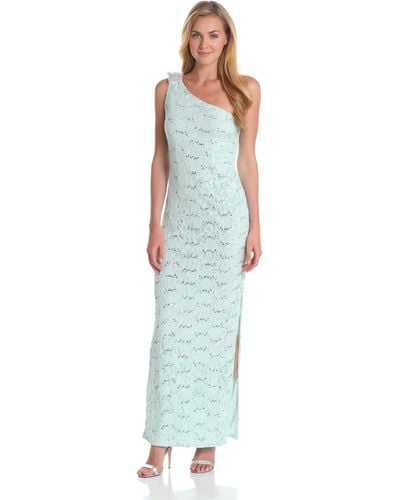 Adrianna Papell Hailey By Dresses One-shoulder Lace Gown - Blue