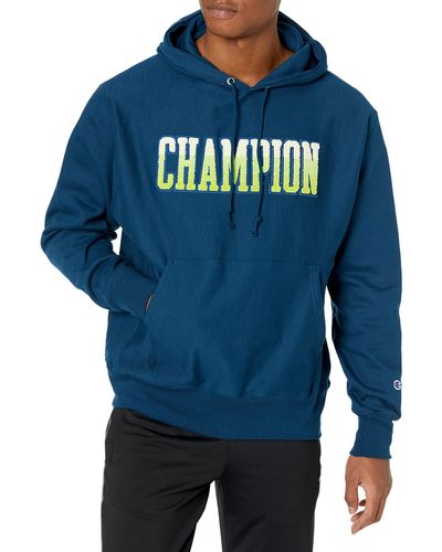 Champion Reverse Weave Pullover Block Logo - Blue