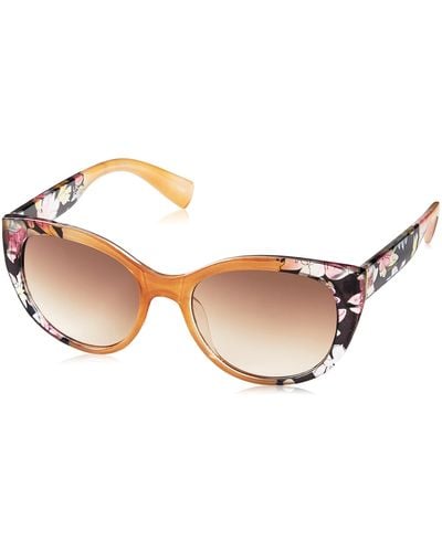 Nanette Lepore Nn262 Bold Floral Uv Protective Cat Eye Sunglasses. Fashionable Gifts For Her - Black