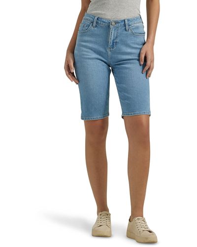 Lee Jeans Plus Size Legendary Mid-rise Regular Fit Denim Bermuda Short - Blue