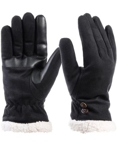 Isotoner Recycled Microsuede Water Repellent Cold Weather With Sherpasoft Lining - Black