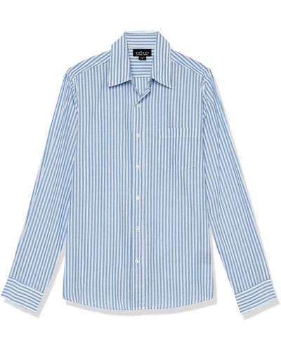 Velvet By Graham & Spencer Cabe Long Sleeve Striped Button Down Woven Shirt - Blue