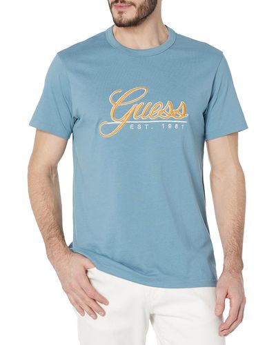 Guess 3d Embroidered T-shirt - Blue