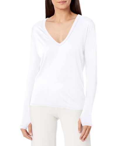 Enza Costa Tissue Jersey Loose Long Sleeve V-neck - White
