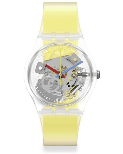 Swatch Clearly Yellow Striped Watch