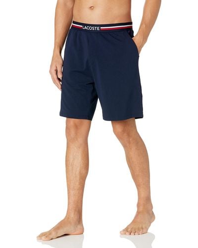 Lacoste Mens Jersey Cotton Shorts Pajama Bottom - Blue