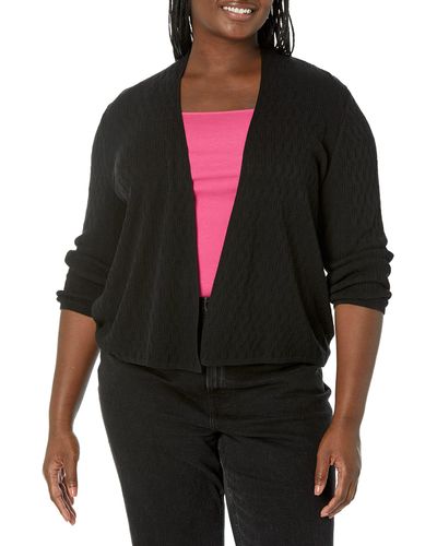 Kasper Plus Size Sweater Cardigan-black