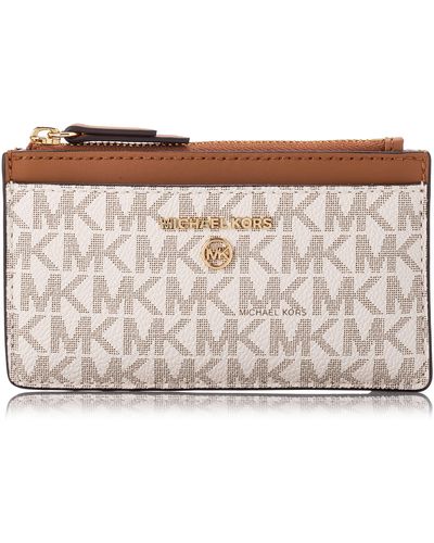 Michael Kors Michael Jet Set Charm Small Slim Card Case Vanilla/acorn One Size - Metallic