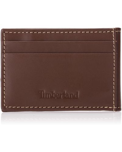 Timberland Minimalist Front Pocket Slim Money Clip Wallet - Brown