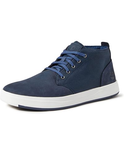 Timberland Davis Square Fabric Leather Chukka Trainers and Sneakers Shoes - Blau