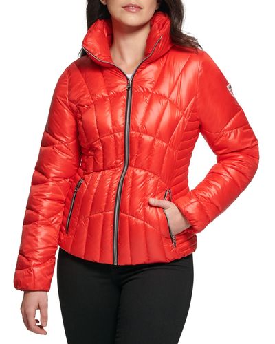 Guess Fall, Puffer, Quilted Jackets For , Hot Crimson, X-large - Red