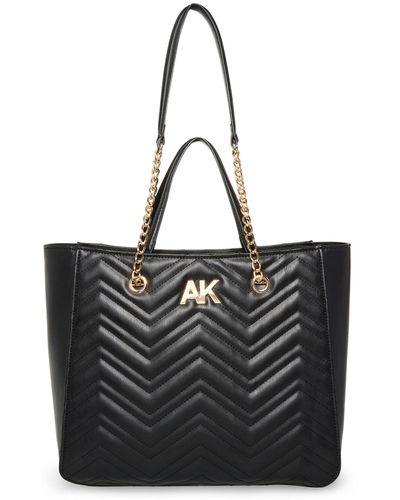 Anne Klein Quilted Double Handle Tote - Black