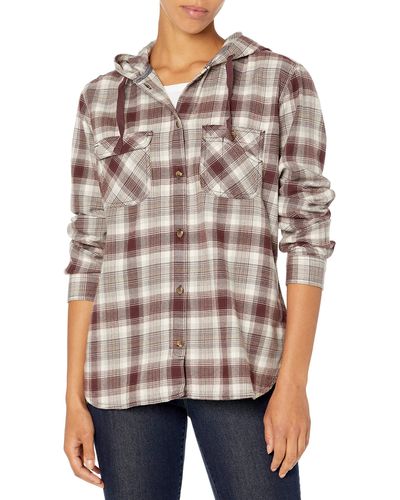 Carhartt Relaxed Fit Flannel Hooded Plaid Shirt - Multicolor