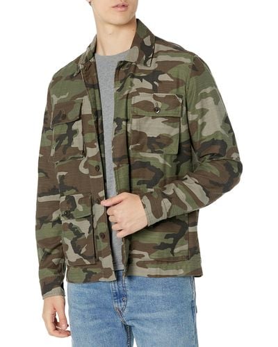 Lucky Brand Camo Slub Twill Button-up Military Jacket in Green for Men