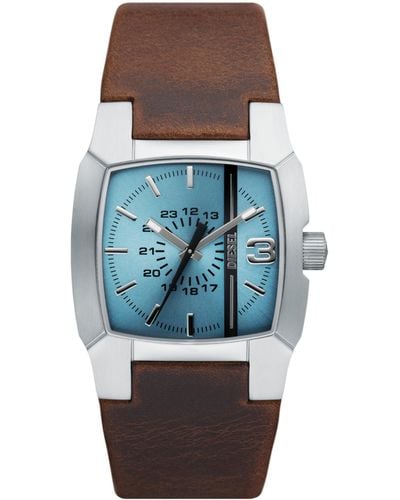 DIESEL Cliffhanger Stainless Steel And Leather Three-hand Analog Watch - Blue