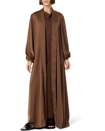 The Drop Open-front Maxi Robe Dress By @withloveleena - Brown
