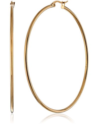 Amazon Essentials Yellow Gold Plated Stainless Steel Rounded Tube Hoop Earrings - Multicolor