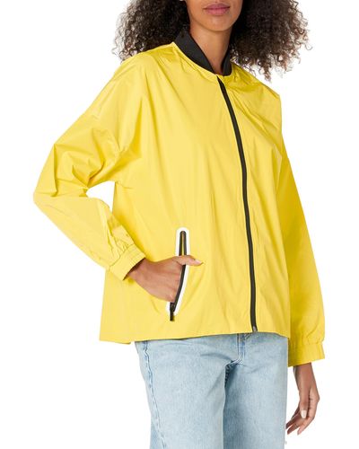 DKNY Womens Sport Jacket Hooded Anorak - Yellow