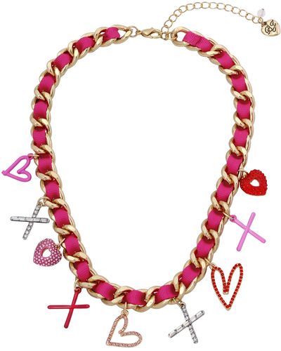 Betsey Johnson Charm Frontal Necklace - Red