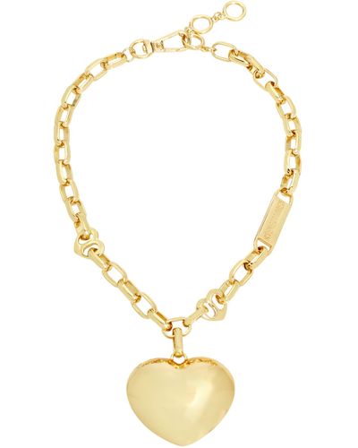 Steve Madden S Jewelry Puffy Heart Pendant Necklace - Metallic