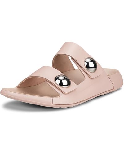 Ecco Cozmo Two Band Button Slide Sandal - Pink