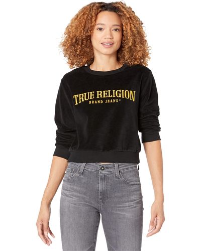 True Religion Velvet Shrunken Sweatshirt - Black