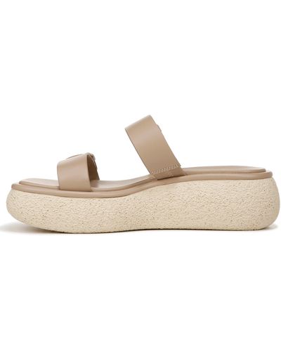 Vince S Lagos Platform Slip On Double Strap Sandal Taupe Clay Leather 7.5 M - Natural