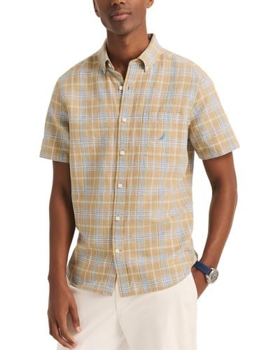 Nautica Plaid Linen Short-sleeve Shirt - Natural