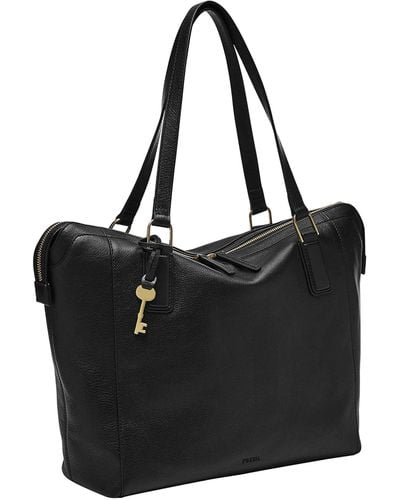 Fossil Sam Leather Tote Bag Purse Handbag - Black