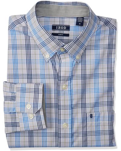 Izod Fit Button Down Long Sleeve Stretch Performance Plaid Shirt - Multicolor