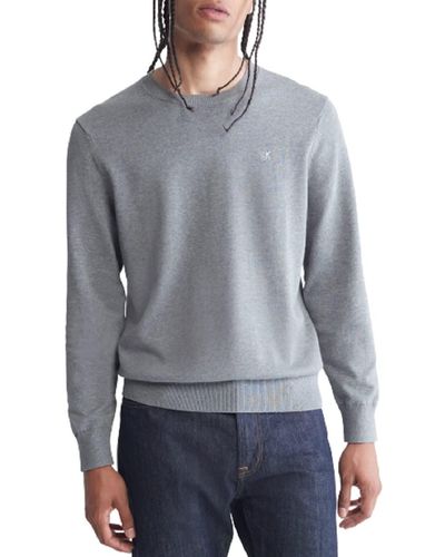 Calvin Klein Solid Supima® Cotton Crewneck Sweater - Gray