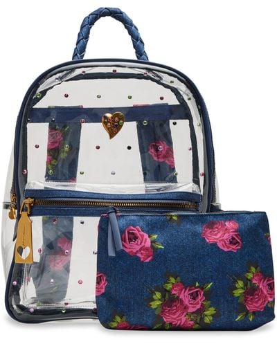 Betsey Johnson Large Clear Backpack - Blue